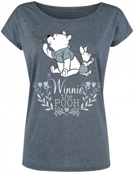 Winnie L'Ourson Ami T-shirt Femme bleu chiné