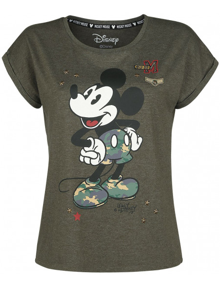 Mickey & Minnie Mouse Military T-shirt Femme kaki