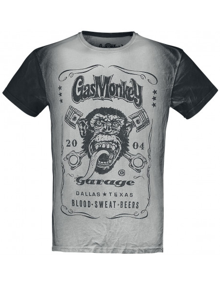 Gas Monkey Garage Dallas Texas T-shirt gris/noir