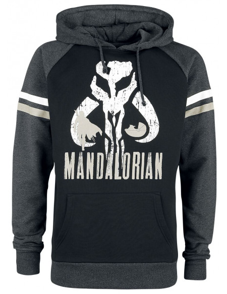 Star Wars The Mandalorian - Symbole Sweat à capuche chiné noir/gris