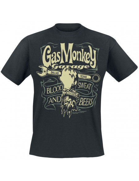 Gas Monkey Garage Garage Wrench Label T-shirt noir