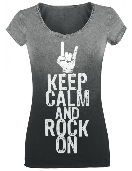 Keep Calm And Rock On T-shirt Femme gris foncé