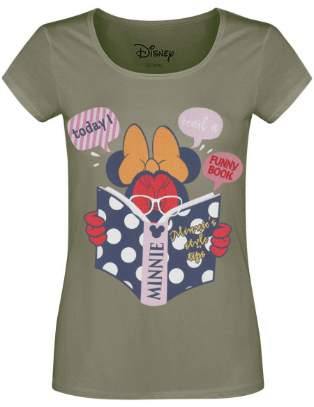 Minnie Mouse Today I read a funny book T-shirt Femme kaki