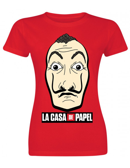 La Casa De Papel Masque & Logo T-shirt Femme rouge