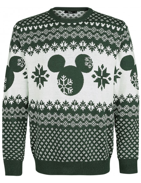 Mickey & Minnie Mouse Mickey Pull tricoté vert/blanc