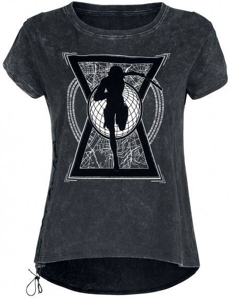 Black Widow Laçages T-shirt Femme gris chiné