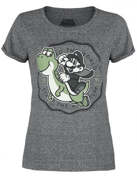Super Mario Yoshi T-shirt Femme gris chiné