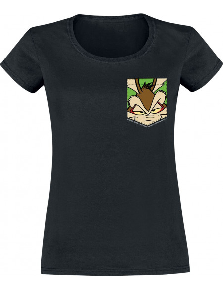 Looney Tunes Wile E Coyote - Poche T-shirt Femme noir