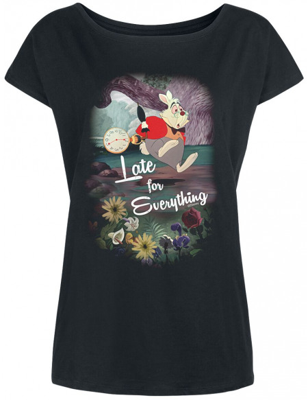 Alice Au Pays Des Merveilles Late For Everything T-shirt Femme noir