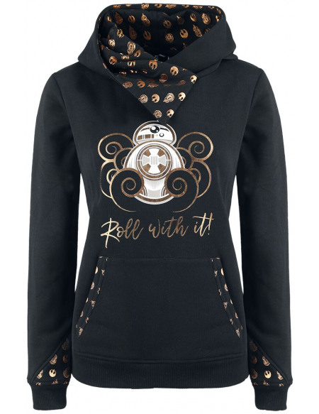 Star Wars BB8 Sweat à Capuche Femme noir/métallisé