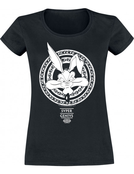 Looney Tunes Wile E Coyote - Cercle Grec T-shirt Femme noir