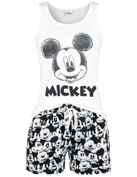 Mickey & Minnie Mouse Tête Pyjama blanc/noir