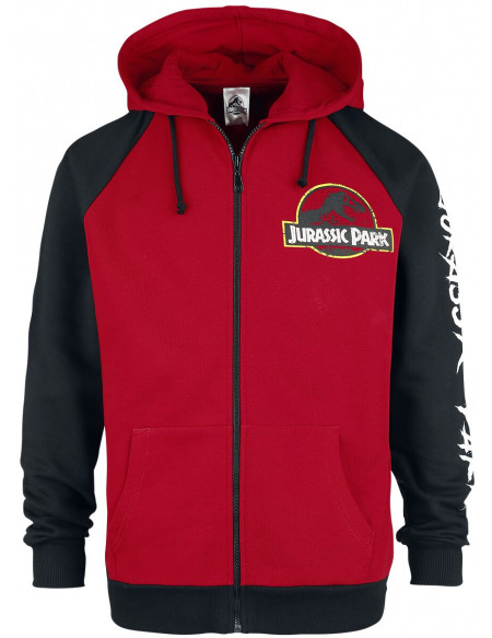 Jurassic Park Logo Classique Sweat Zippé à Capuche rouge/noir