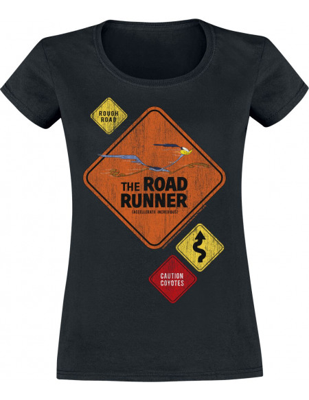 Looney Tunes Road Runner - Road Sign T-shirt Femme noir