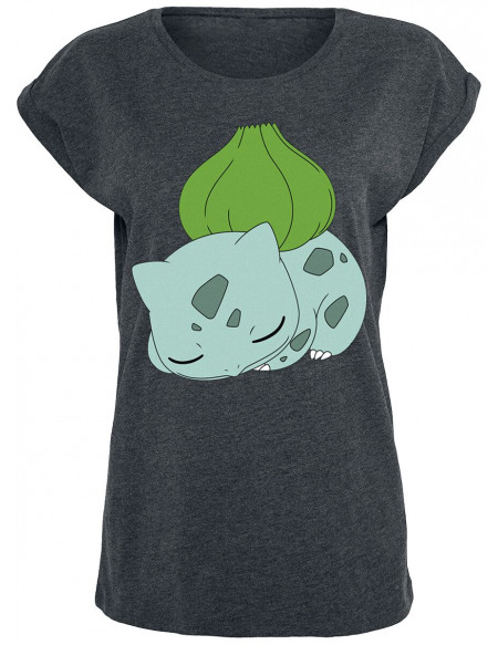 Pokémon Bulbizarre T-shirt Femme gris sombre chiné