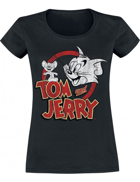 Tom Et Jerry Tom & Jerry Usé T-shirt Femme noir