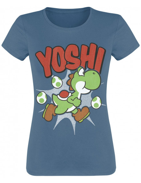 Super Mario Yoshi T-shirt Femme bleu