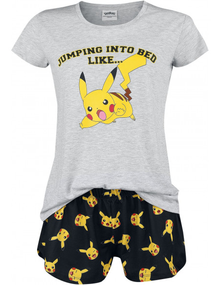 Pokémon Pikachu - Jumping Into Bed Like ... Pyjama blanc/jaune/noir