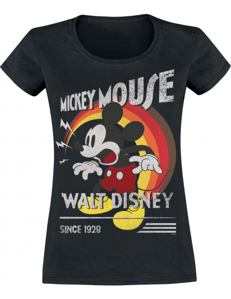 Mickey & Minnie Mouse Retro Shout T-shirt Femme noir