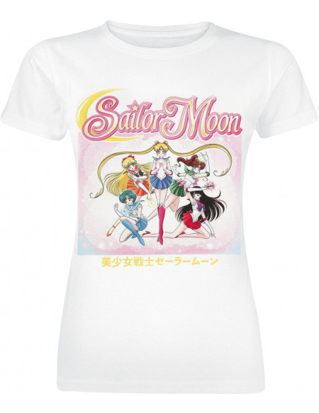 Sailor Moon Groupe T-shirt Femme blanc