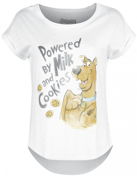 Scooby-Doo Powerd By Milk And Cookies T-shirt Femme blanc