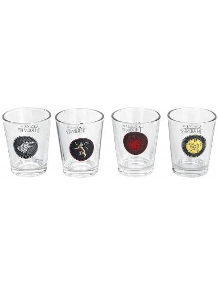 Game Of Thrones Grandes Maisons : Stark, Targaryen, Lannister, Tyrell Set verres à shots transparent
