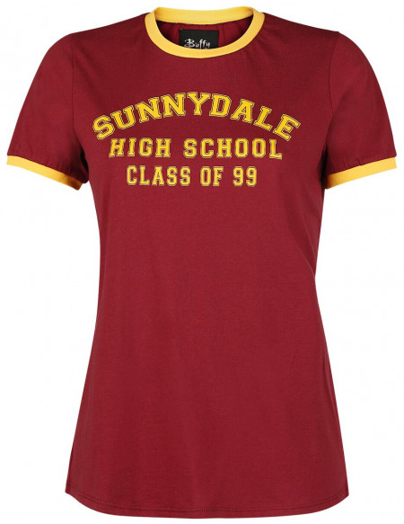 Buffy The Vampire Slayer Sunnydale High School T-shirt Femme rouge/jaune