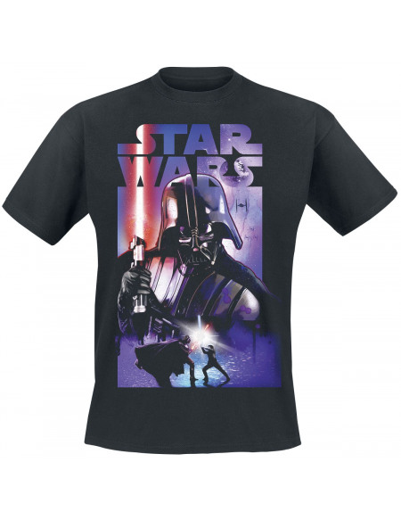 Star Wars Épisode 4 - Vador Retro Poster T-shirt noir
