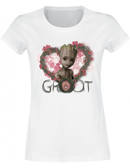Les Gardiens De La Galaxie Cœur & Fleurs T-shirt Femme blanc