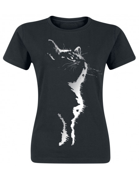 Silhouette De Chat T-shirt Femme noir