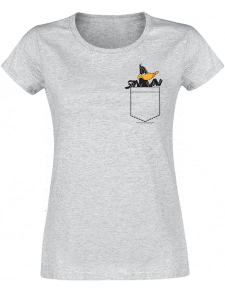 Looney Tunes Daffy Pocket T-shirt Femme gris chiné