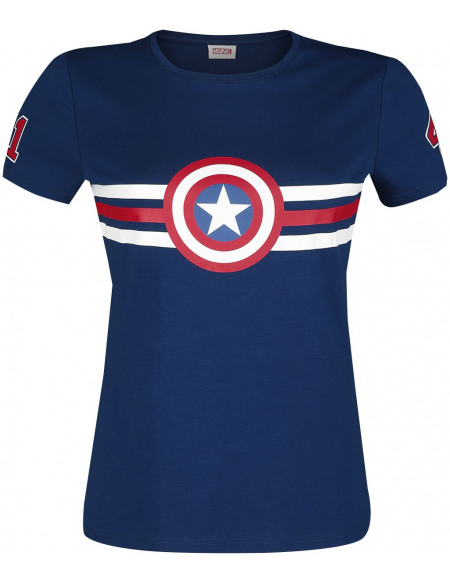 Captain America Logo - Rayures T-shirt Femme bleu