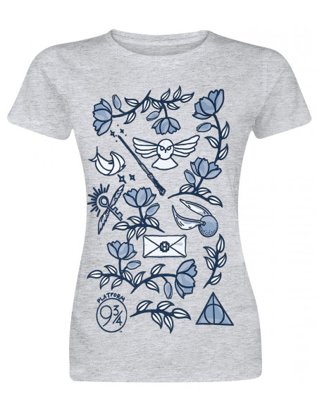 Harry Potter Symbols T-shirt Femme gris chiné