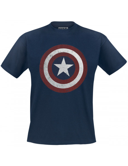 Captain America Logo Bouclier T-shirt marine
