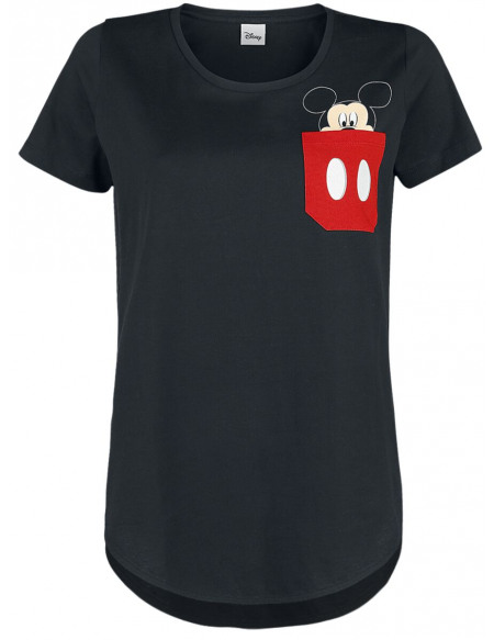 Mickey & Minnie Mouse Poche & Tête T-shirt Femme noir