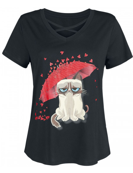 Grumpy Cat Umbrella T-shirt Femme noir