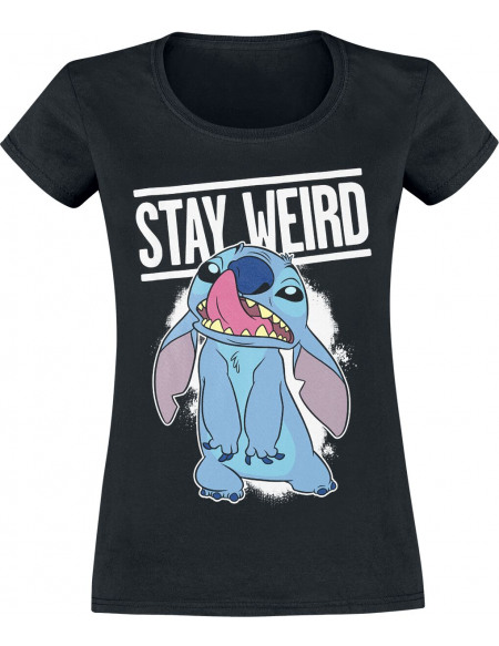 Lilo & Stitch Stay Weird T-shirt Femme noir
