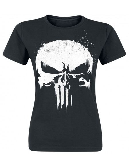The Punisher Logo Crâne Graffiti T-shirt Femme noir