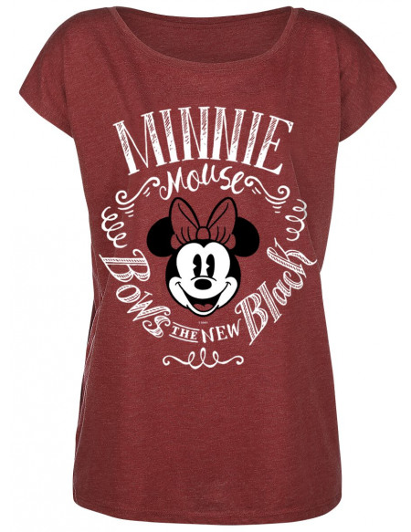 Mickey & Minnie Mouse Minni Maus - Bows T-shirt Femme rouge chiné
