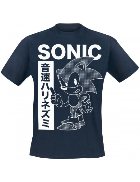 Sonic The Hedgehog Japonais T-shirt bleu foncé