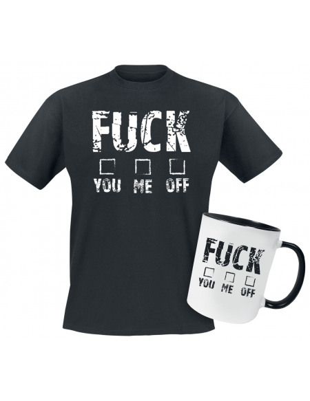 Coffret Cadeau T-Shirt + Tasse Fuck You Me Off T-shirt noir