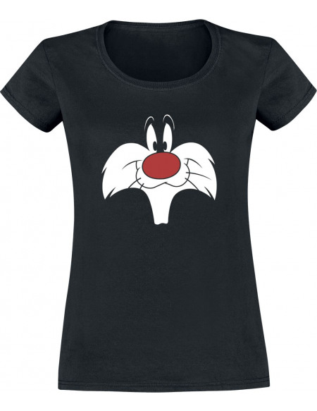 Looney Tunes Sylvester - Big Face T-shirt Femme noir
