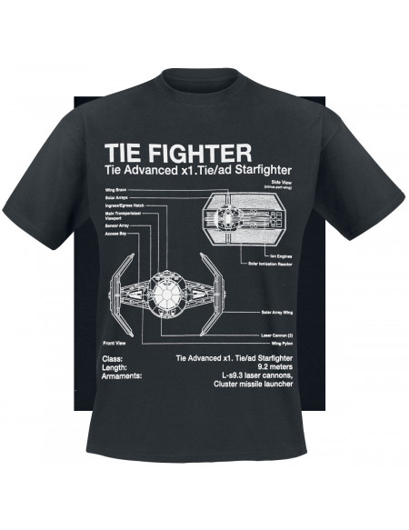 Star Wars Plans Tie Fighter T-shirt noir