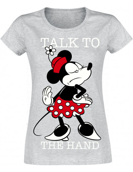 Minnie Mouse Talk to the hand T-shirt Femme gris clair chiné