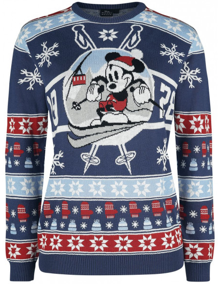 Mickey & Minnie Mouse Skiing Pull tricoté multicolore