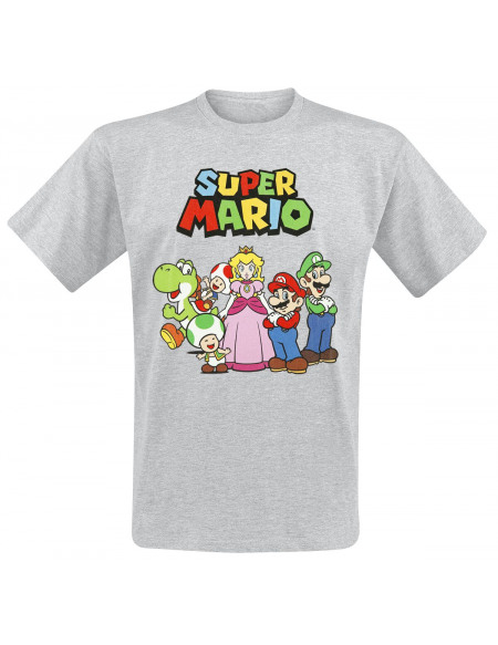 Super Mario Personnages T-shirt gris chiné