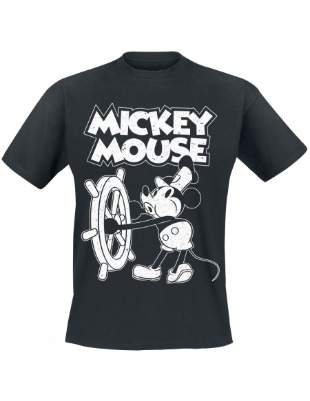 Mickey & Minnie Mouse Steamboat Willie T-shirt noir