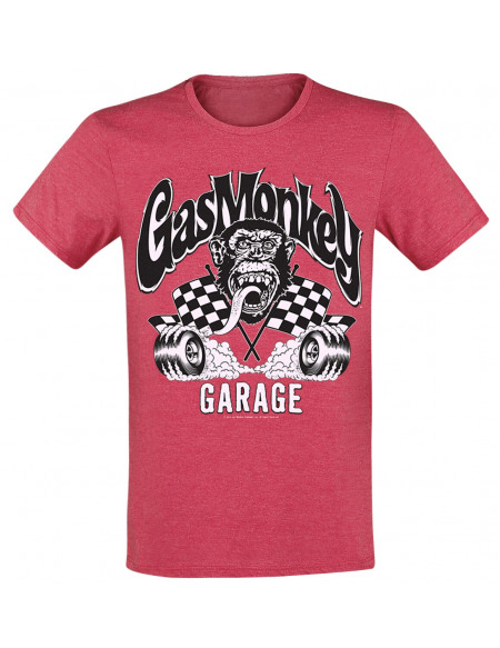 Gas Monkey Garage Burning Wheels T-shirt rouge chiné