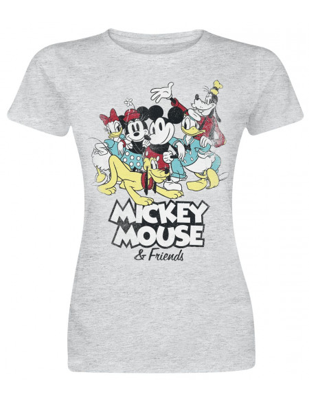 Mickey & Minnie Mouse Mickey & Ses Amis T-shirt Femme gris chiné