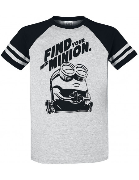 Les Minions Find Your Inner Minion T-shirt gris chiné/noir